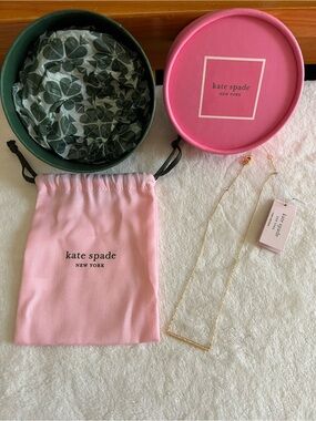 Kate Spade Raise The Bar CZ Necklace NWT Gold Tone Gift Ready